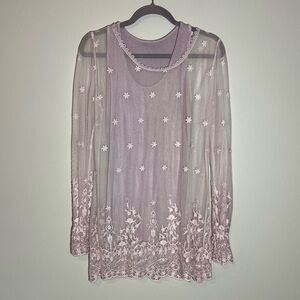 Colette Dress Size Small Lilac Purple Sheer Embroidered Made Italy
